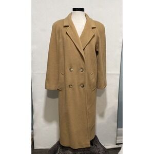 Vintage Regency Camel Hair Long Double‎ Breasted Winter Coat Women's 12
